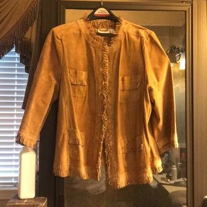 chico’s fringed ultra suede leather jacket